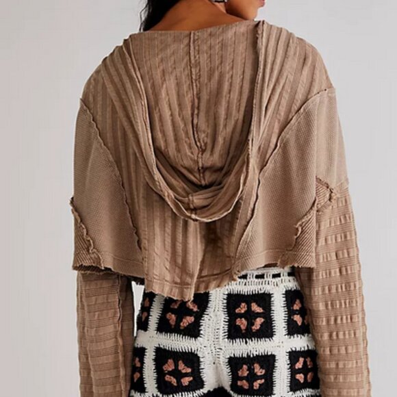 Free People We The Free Aries Hoodie Dropped Dolman Sleeve Cropped Top XL - Picture 4 of 11